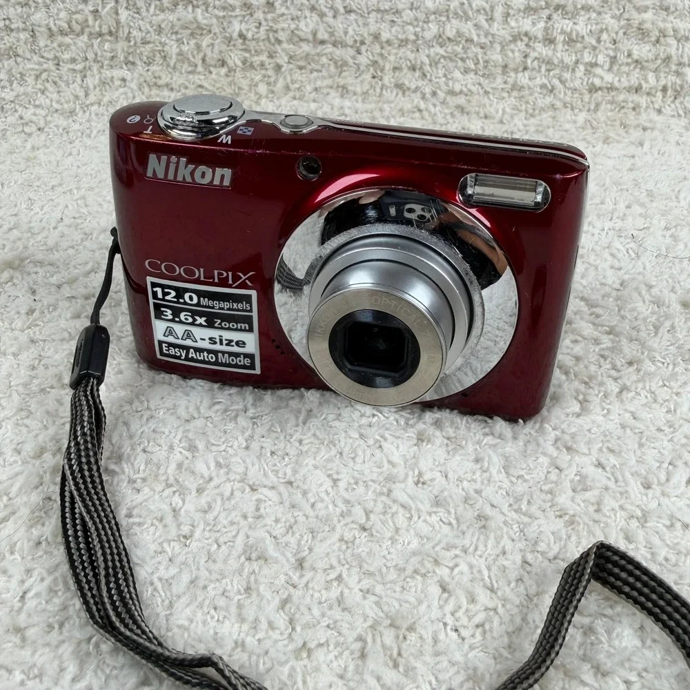 Nikon Coolpix L22 12.0MP Digital Camera Red Bundle with Box Case SD Card Works